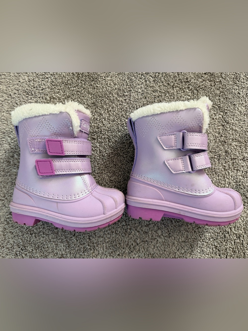 Cat & Jack Light Purple Kids Winter Boots with White Faux Fur
